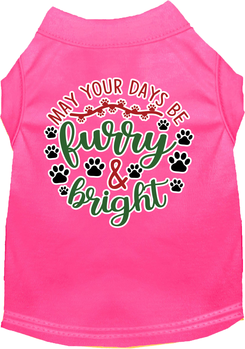 Furry and Bright Screen Print Dog Shirt Bright Pink Size XL